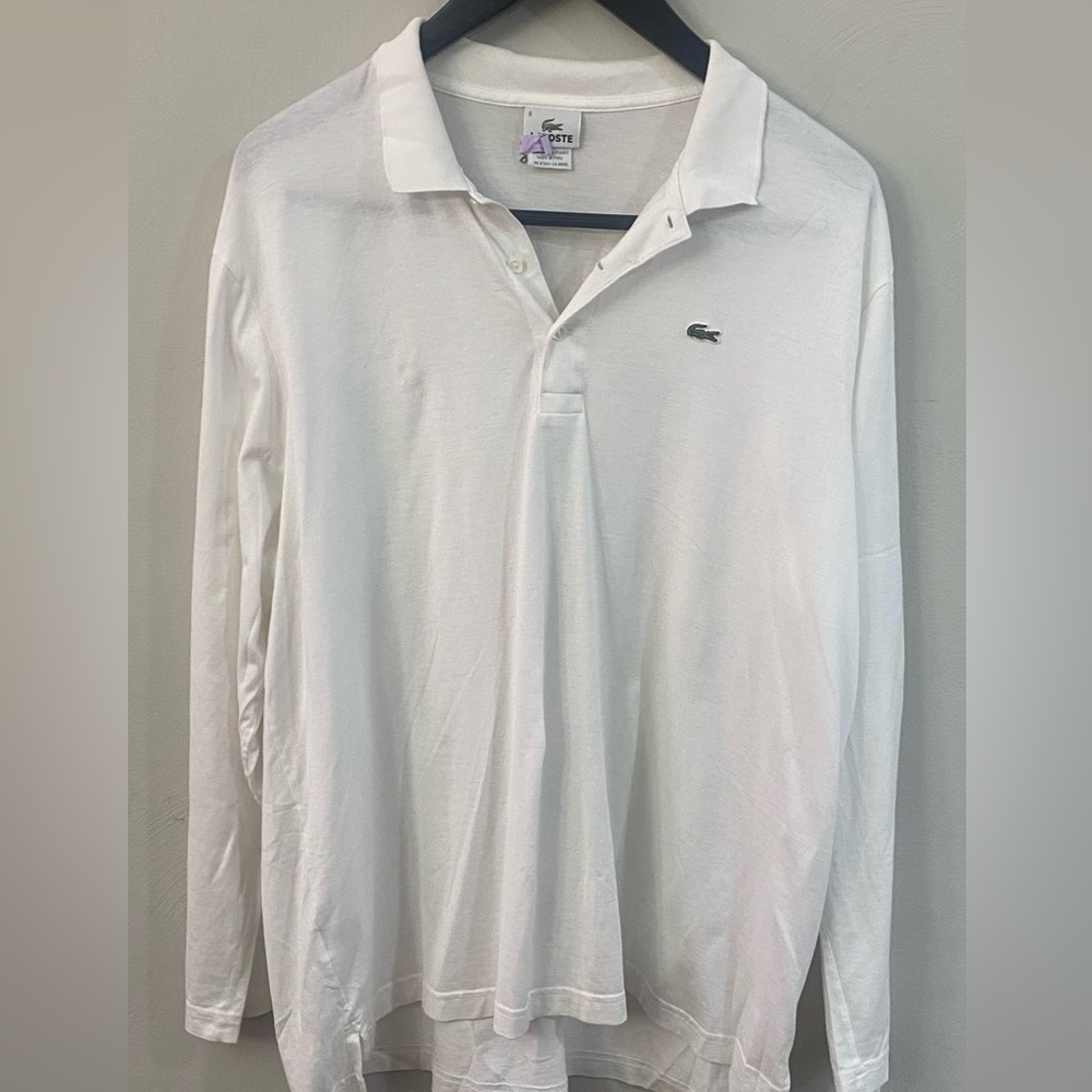 Long sleeve Lacoste polo shirt XL all white